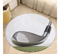 Coral Velvet Round Golf Club Area Rug 2.5Ft Welcome Door Mat with Non Slip TPR Backing Low Pile Stain Resistant Thin Indoor Carpet Floor Rug for Bathroom Kitchen Entryway Home Decor