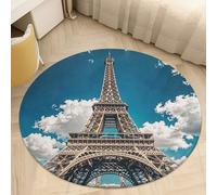 Coral Velvet Round Iron Tower Area Rug 2Ft Welcome Door Mat with Non Slip TPR Backing Low Pile Stain Resistant Thin Indoor Carpet Floor Rug for Bathroom Kitchen Entryway Home Decor