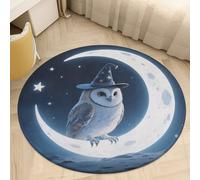 Coral Velvet Round Magic - Hat Owl Area Rug 2.5ft Welcome Door Mat with Non Slip TPR Backing Low Pile Stain Resistant Thin Indoor Carpet Floor Rug for Bathroom Kitchen Entryway Home Decor