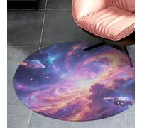 Coral Velvet Round Magic Nebula Area Rug 3ft Welcome Door Mat with Non Slip TPR Backing Low Pile Stain Resistant Thin Indoor Carpet Floor Rug for Bathroom Kitchen Entryway Home Decor