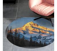 Coral Velvet Round Mountain Pine Tree Print Area Rug 3ft Welcome Door Mat with Non Slip TPR Backing Low Pile Stain Resistant Thin Indoor Carpet Floor Rug for Bathroom Kitchen Entryway Home Decor
