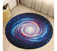 Coral Velvet Round Outer Space Nebula Gas Cloud Area Rug 2.5Ft Welcome Door Mat with Non Slip TPR Backing Low Pile Stain Resistant Thin Indoor Carpet Floor Rug for Bathroom Kitchen Entryway Home Dec