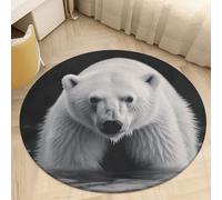 Coral Velvet Round Polar Bear Area Rug 2.5Ft Welcome Door Mat with Non Slip TPR Backing Low Pile Stain Resistant Thin Indoor Carpet Floor Rug for Bathroom Kitchen Entryway Home Decor