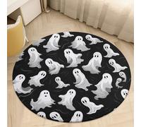 Coral Velvet Round Rug 2.5' Anti Slip TPR Backing Circle Halloween Goth Area Rug Quick Dry Plush 0.2 Inch Low Pile Door Mat Senior & Pet Friendly Carpet for Bathroom Kitchen Bedroom Entryway