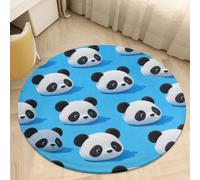 Coral Velvet Round Rug 2.5' Anti Slip TPR Backing Circle Red Panda Grid Area Rug Quick Dry Plush 0.2 Inch Thin Low Pile Door Mat Senior & Pet Friendly Carpet for Bathroom Bedroom Entryway