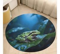 Coral Velvet Round Waxy Monkey Tree Frog Area Rug 2ft Welcome Door Mat with Non Slip TPR Backing Low Pile Stain Resistant Thin Indoor Carpet Floor Rug for Bathroom Kitchen Entryway Home Decor