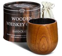Coralago Wooden Bourbon Drinking Glass Set - Charred Whiskey Cup Handcrafted Wooden Whiskey Gift for Men Dad Husband with Designed Gift Box - Birthday Christmas Retirement