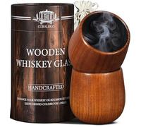 Coralago Wooden Bourbon Glasses Set of 2 - Charred Whiskey Cup Handcrafted Wooden Whiskey Gift for Men Dad Husband with Designed Gift Box - Birthday Christmas Retirement