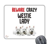 Coralgraph Inc CP503 Beware Crazy Westie Lady Novelty Gift Printed PC Laptop Computer Mouse Mat Pad