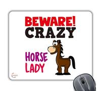 Coralgraph Inc CP558 Beware Crazy Horse Lady (1 Horse) Novelty Gift Printed PC Laptop Computer Mouse Mat Pad