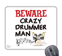 Coralgraph Inc CP577 Beware Crazy Drummer Man Novelty Gift Printed PC Laptop Computer Mouse Mat Pad