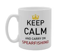 Coralgraph Inc MG1925 Keep Calm and Carry On Spearfishing Novelty Gift Printed Tea Coffee Ceramic Mug