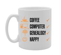 Coralgraph Inc MG2990 Coffee Computer Genealogy Happy Novelty Gift Printed Tea Coffee Ceramic Mug