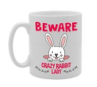 Coralgraph Inc MG4229 Beware Crazy Rabbit Lady Novelty Gift Printed Tea Coffee Cermic Mug