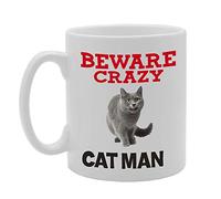 Coralgraph Inc MG4407 Beware Crazy Cat Man Novelty Gift Printed Tea Coffee Ceramic Mug