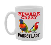Coralgraph Inc MG4441 Beware Crazy Parrot Lady Novelty Gift Printed Tea Coffee Ceramic Mug