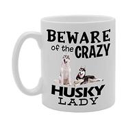 Coralgraph Inc MG4532 Beware! of The Crazy Husky Lady Novelty Gift Printed Tea Coffee Ceramic Mug