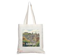 Coralgraph Inc Natural Reusable Shopping Souvenir Tote Bag Featuring Popular Cities and Capitals from Europe and Around the World (Edinburgh)