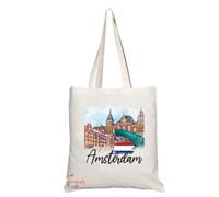 Coralgraph Inc Natural Reusable Shopping Souvenir Tote Bag Featuring Popular Cities and Capitals from Europe and Around the World (Amsterdam TB1534)