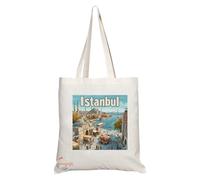 Coralgraph Inc Natural Reusable Shopping Souvenir Tote Bag Featuring Popular Cities and Capitals from Europe and Around the World (Istanbul)