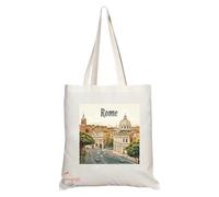Coralgraph Inc Natural Reusable Shopping Souvenir Tote Bag Featuring Popular Cities and Capitals from Europe and Around the World (Rome)