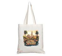 Coralgraph Inc Natural Reusable Shopping Souvenir Tote Bag Featuring Popular Cities and Capitals from Europe and Around the World (Seville)