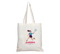 Coralgraph Inc Natural Reusable Shopping Souvenir Tote Bag Featuring Popular Sports Designs from Around the World (Badminton)