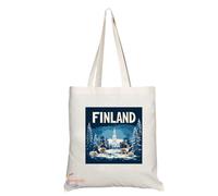 Coralgraph Inc - Natural Reusable Souvenir Tote Bag Featuring Various Countries and Destinations (Finland TB2016)