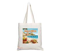 Coralgraph Inc - Natural Reusable Souvenir Tote Bag Featuring Various Countries and Destinations (Mallorca TB2010)