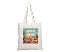 Coralgraph Inc - Natural Reusable Souvenir Tote Bag Featuring Various Countries and Destinations (Morocco TB2018)
