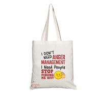 Coralgraph Inc TB1225 I don't need Anger Management I need people to stop pissing me off Novelty Present Gift Printed Eco-Friendly Stylish Long Handled Tote Shoulder Bag