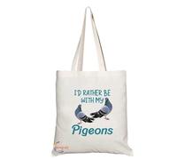 Coralgraph Inc TB1263 Id Rather be with My Pigeons Novelty Present Gift Printed Eco-Friendly Stylish Long Handled Tote Shoulder Bag