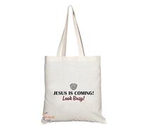 Coralgraph Inc TB155 JESUS IS COMING! Look Busy! Novelty Present Gift Printed Eco-Friendly Stylish Long Handled Tote Shoulder Bag