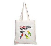 Coralgraph Inc TB236 Beware Crazy Parrot Lady Novelty Present Gift Printed Eco-Friendly Stylish Long Handled Tote Shoulder Bag