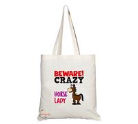 Coralgraph Inc TB258 Beware Crazy Horse Lady (1 Horse) Novelty Present Gift Printed Eco-Friendly Stylish Long Handled Tote Shoulder Bag