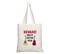 Coralgraph Inc TB262 Beware Crazy Guitar Man Novelty Present Gift Printed Eco-Friendly Stylish Long Handled Tote Shoulder Bag