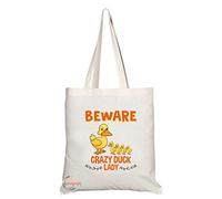 Coralgraph Inc TB276 Beware Crazy Duck Lady Novelty Present Gift Printed Eco-Friendly Stylish Long Handled Tote Shoulder Bag