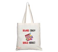 Coralgraph Inc TB293 Beware Crazy Bingo Addict Novelty Present Gift Printed Eco-Friendly Stylish Long Handled Tote Shoulder Bag