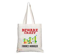Coralgraph Inc TB330 Beware Crazy Finance Manager Novelty Present Gift Printed Eco-Friendly Stylish Long Handled Tote Shoulder Bag