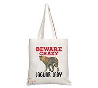 Coralgraph Inc TB371 Beware Crazy Jaguar Lady Novelty Present Gift Printed Eco-Friendly Stylish Long Handled Tote Shoulder Bag