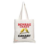 Coralgraph Inc TB399 Beware Crazy Canary Lady Novelty Present Gift Printed Eco-Friendly Stylish Long Handled Tote Shoulder Bag