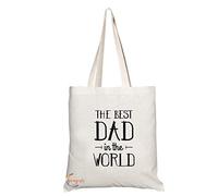 Coralgraph Inc TB799 The Best Dad In The World Fathers Day Novelty Present Gift Printed Eco-Friendly Stylish Long Handled Tote Shoulder Bag
