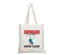 Coralgraph Inc TB821 Beware of the Window Cleaner Novelty Present Gift Printed Eco-Friendly Stylish Long Handled Tote Shoulder Bag