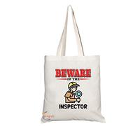 Coralgraph Inc TB865 Beware of the Inspector Novelty Present Gift Printed Eco-Friendly Stylish Long Handled Tote Shoulder Bag