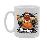 Coralgraph MG6259 Mr Barber Souvenir Mug - Depicting a Skilled Barber with Classic Tools - Memory Keepsake for Hairdressing Enthusiasts - Mr Barber Memorabilia