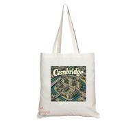 Coralgraph Natural Reusable Shopping Souvenir Tote Bag Featuring Cities and Landmarks in United Kingdom (Cambridge 2)