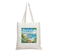 Coralgraph Natural Reusable Shopping Souvenir Tote Bag Featuring Cities and Landmarks in United Kingdom (Dorset)