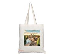 Coralgraph Natural Reusable Shopping Souvenir Tote Bag Featuring Cities and Landmarks in United Kingdom (Worcester)