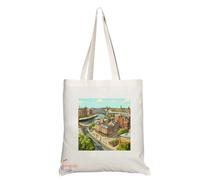 Coralgraph Natural Reusable Shopping Souvenir Tote Bag Featuring Cities and Landmarks in United Kingdom (Newcastle Upon Tyne)