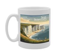 Coralgraph Novelty Gift Printed Coffee Ceramic Mug Featuring Cities and Landmarks in United Kingdom (Seven Sisters Cliffs)